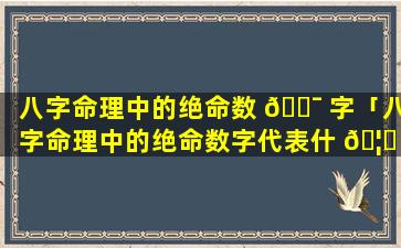 八字命理中的绝命数 🐯 字「八字命理中的绝命数字代表什 🦆 么」